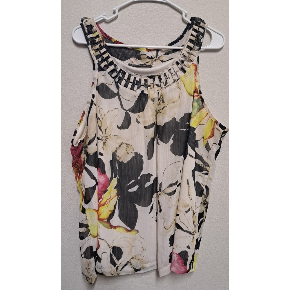 Madison Paige II Womens 2X Floral Sleeveless Blouse Lined Lightweight Top